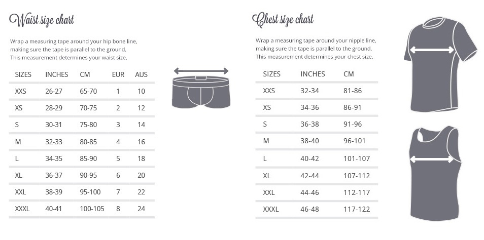 Aussiebum Size Chart